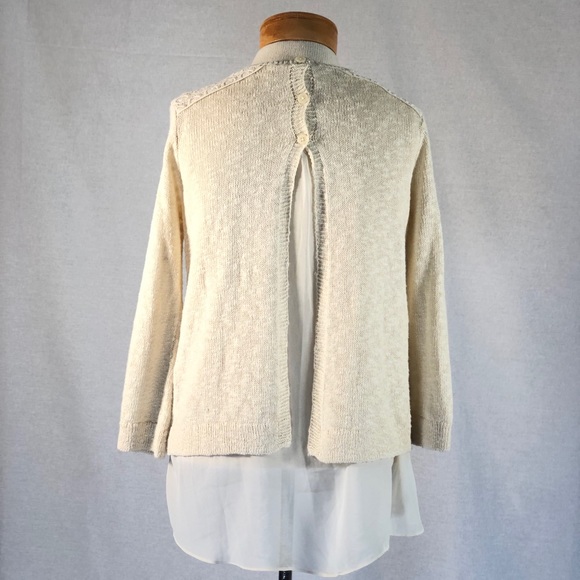 Lucky Brand Knit Top Tunic Open Back Reveals Sheer Fabric Generously Siz… - Picture 5 of 9